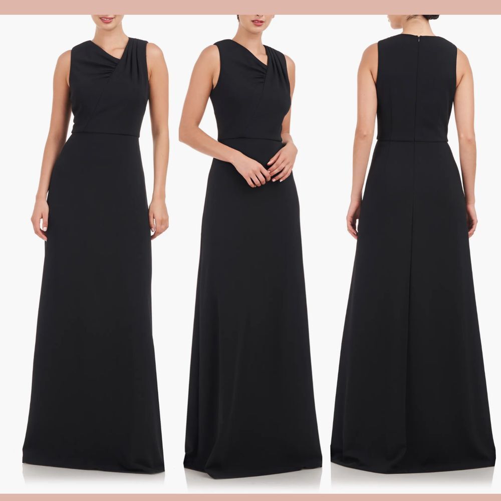 NEW JS Collections [ 6 ] Marcelle Asymmetric Neck Scuba Crepe A-Line Gown #Q1063